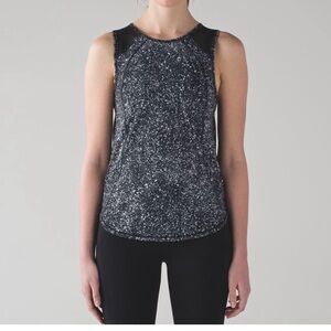 Lululemon Sculpt Tank Splatter Women's Black White Performance Tank top 6 8 10